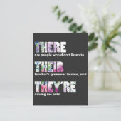 Daar zijn ze geen shirt Engelstalige Grammar Funny Briefkaart (Staand voorkant)