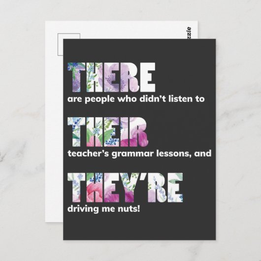 Daar zijn ze geen shirt Engelstalige Grammar Funny Briefkaart (Voorkant / Achterkant)