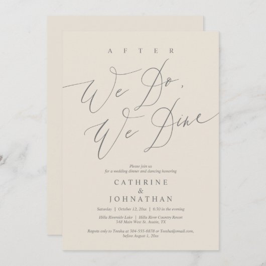 Daarna gaan we eten, een bruiloft en dansen kaart (Voorkant / Achterkant)