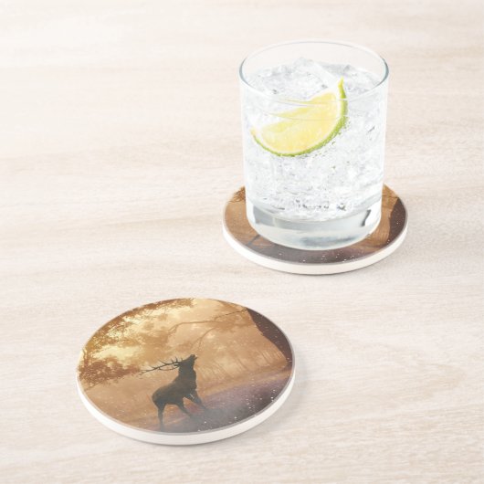 Daas in het bos zandsteen onderzetter (Zijkant)