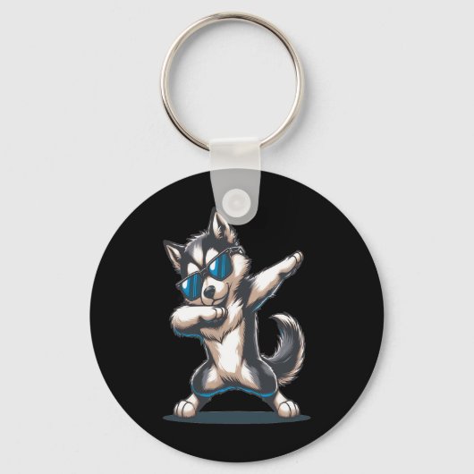Dab Alaskan Klee Kai Dancing Dog Sleutelhanger (Voorkant)