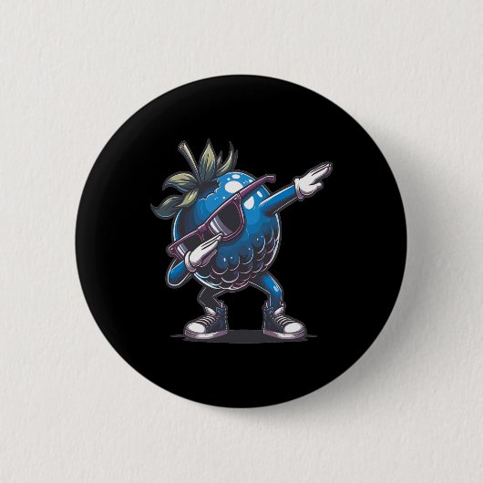 Dab Blueberry Dancing Dabbing Blueberry Fruit Ronde Button 5,7 Cm (Voorkant)