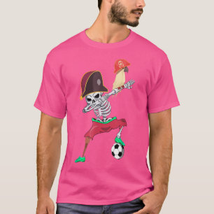 Dab Dabbing Pirate Skeleton Football Soccer Player T-shirt