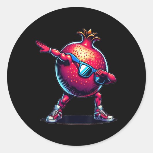 Dab Dance Granaatappel Grappig Dansen Dabbing Frui Ronde Sticker (Voorkant)