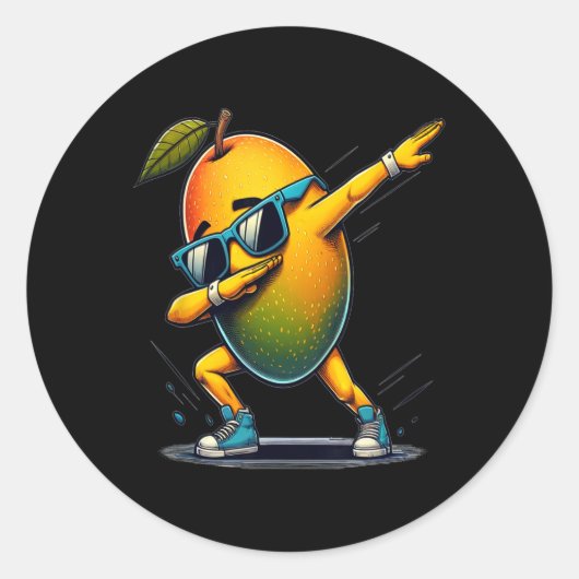 Dab Dance Mango Grappig Dansen Dabbing Fruit Ronde Sticker (Voorkant)