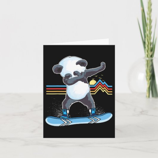 Dab Dance Panda Snowboarden Skiën Dabbing Panda Kaart (Voorkant)