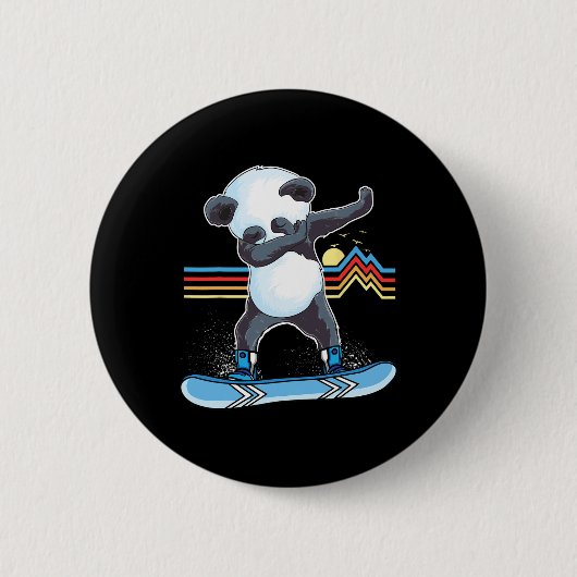 Dab Dance Panda Snowboarden Skiën Dabbing Panda Ronde Button 5,7 Cm (Voorkant)