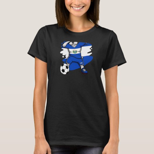 Dab French Bulldog El Salvador Soccer Fans Jersey T-shirt (Voorkant)