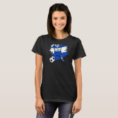 Dab French Bulldog El Salvador Soccer Fans Jersey T-shirt (Voorkant volledig)