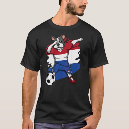 Dab French Bulldog Netherlands Soccer Fans Jersey T-shirt (Voorkant)