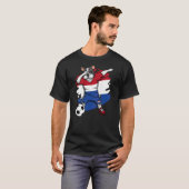 Dab French Bulldog Netherlands Soccer Fans Jersey T-shirt (Voorkant volledig)