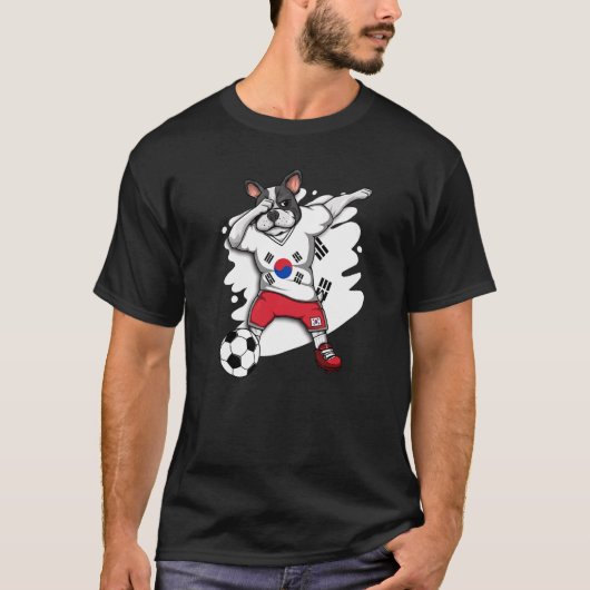 Dab French Bulldog Zuid-Korea Soccer Fans Jersey T-shirt (Voorkant)