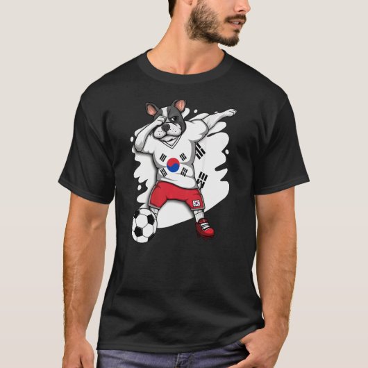 Dab French Bulldog Zuid-Korea Soccer Fans Jersey T-shirt (Voorkant)