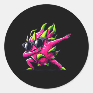 Dab Fruit Dancing Dabbing Dragon Fruit Meme Ronde Sticker