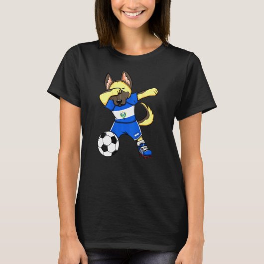 Dab German Shepherd El Salvador Soccer Fans Jersey T-shirt (Voorkant)