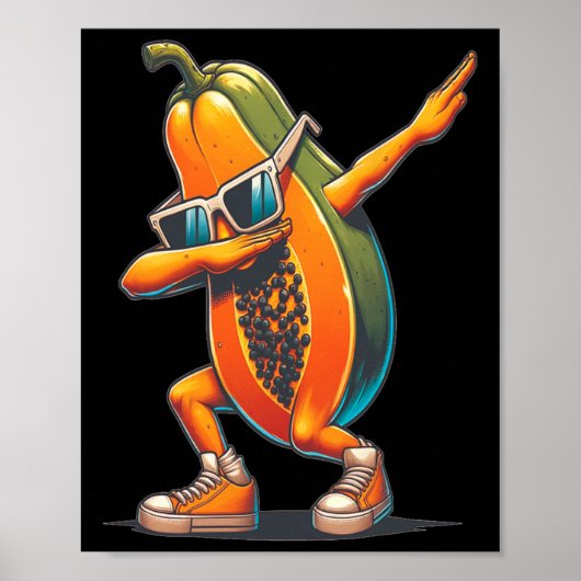 Dab Papaya Dansen Dabbing Papaya Fruit met Sungl Poster (Voorkant)