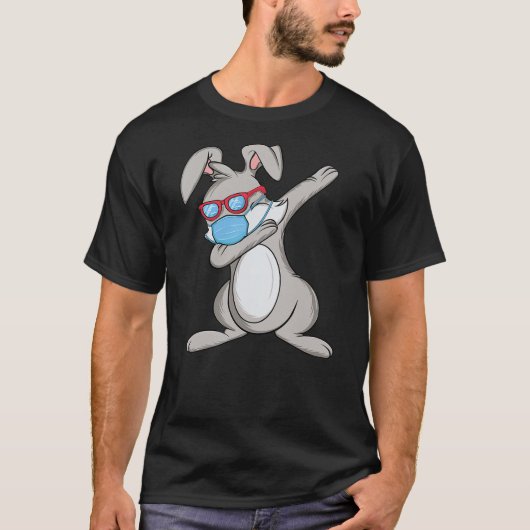 Dab Rabbit Dabbing Bunny Sunglasses Face Mask T-shirt (Voorkant)