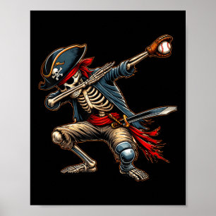 Dab Skelet Dabbing Skelet Piraat Honkbal Poster