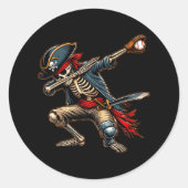 Dab Skeleton Dabbing Skeleton Pirate Baseball Ronde Sticker (Voorkant)