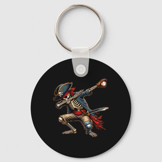 Dab Skeleton Dabbing Skeleton Pirate Baseball Sleutelhanger (Voorkant)