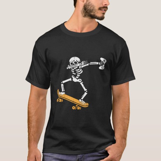 Dab Skeleton Skateboard Gamer Costume Funny Hallow T-shirt (Voorkant)
