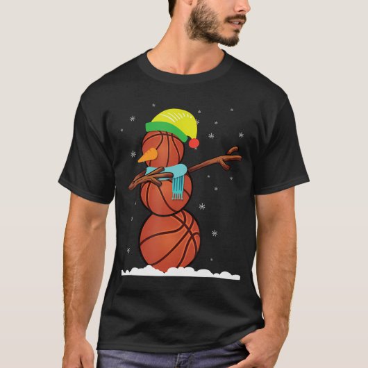 Dab Snowman gemaakt van basketbal ballen kerstcade T-shirt (Voorkant)