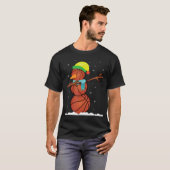 Dab Snowman gemaakt van basketbal ballen kerstcade T-shirt (Voorkant volledig)