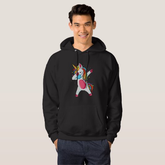 Dab Unicorn Dabbing Unicorn Mouth Guard Breathing Hoodie (Voorkant volledig)