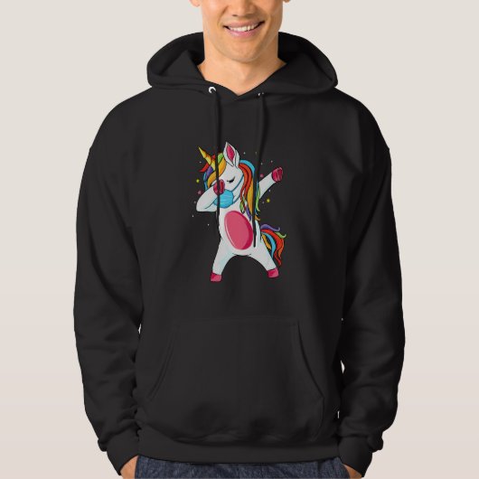 Dab Unicorn Dabbing Unicorn Mouth Guard Breathing Hoodie (Voorkant)