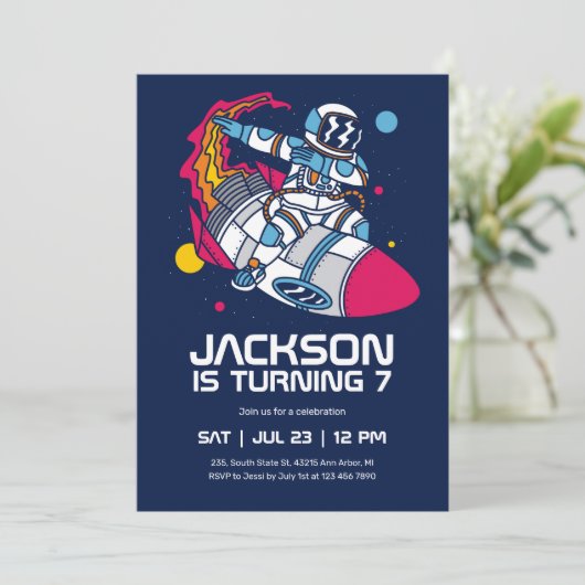 Dababababere astronaut buitenruimteschakelkinderen kaart (Staand voorkant)