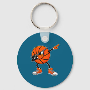 Dabben basketbal met zonnebril grappig spel sleutelhanger