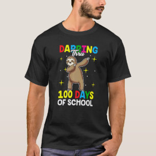 Dabben door 100 dagen school Dab Luiaard Leraar T-shirt