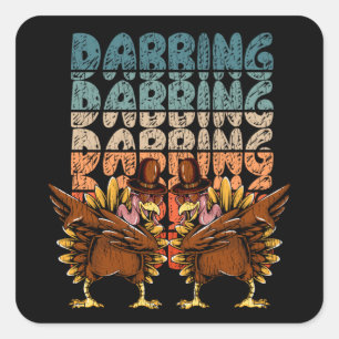 Dabben op Thanksgiving Grappig Dab Kalkoen Kinder Vierkante Sticker