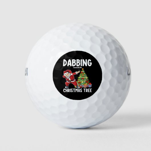 Dabben rond de Kerstboom Kerstman Vakantie Golfballen (Voorkant)