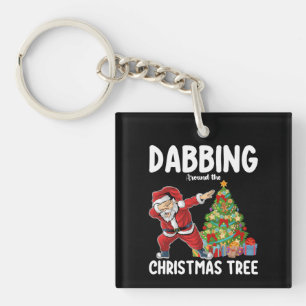 Dabben rond de Kerstboom Kerstman Vakantie Sleutelhanger