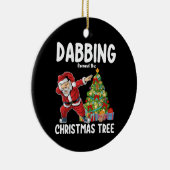 Dabben rond de kerstboom Santa Holiday Keramisch Ornament (Rechts)