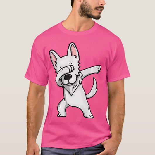 Dabben Witte Duitse Herdershond Dab Dans T-shirt (Voorkant)