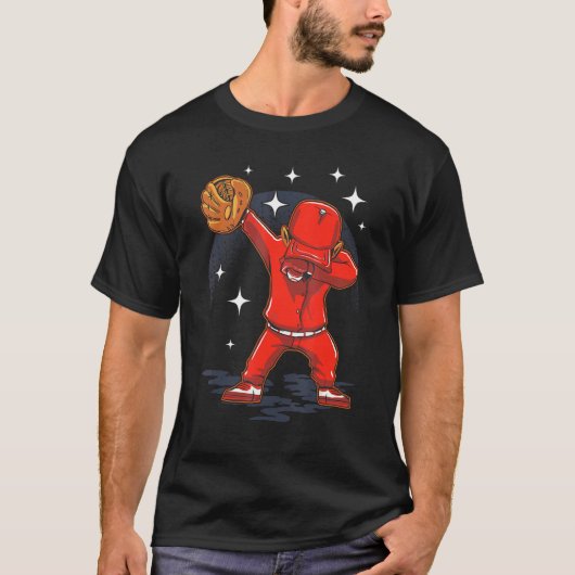 Dabbende honkbalspeler Catcher Werper Slagman Kind T-shirt (Voorkant)