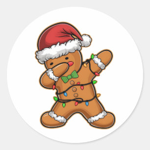 Dabbende Kerstboom van Peperkoek met Licht Ronde Sticker