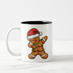 Dabbende Kerstboom van Peperkoek met Licht Tweekleurige Koffiemok