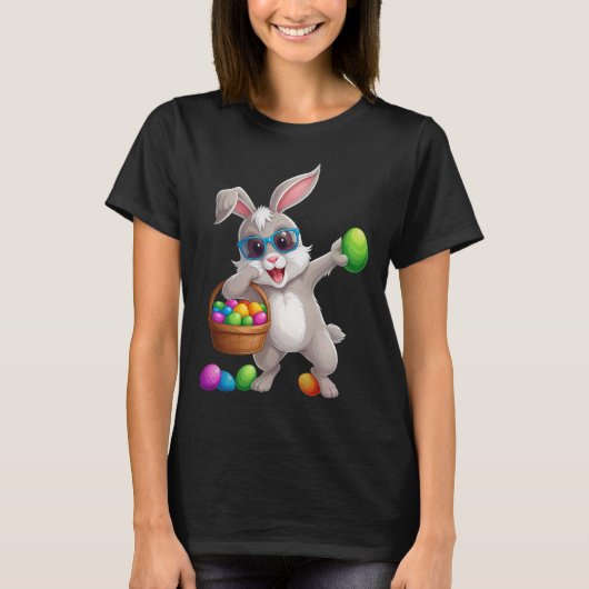 Dabbende Konijn Grappig Pasen T-shirt (Voorkant)
