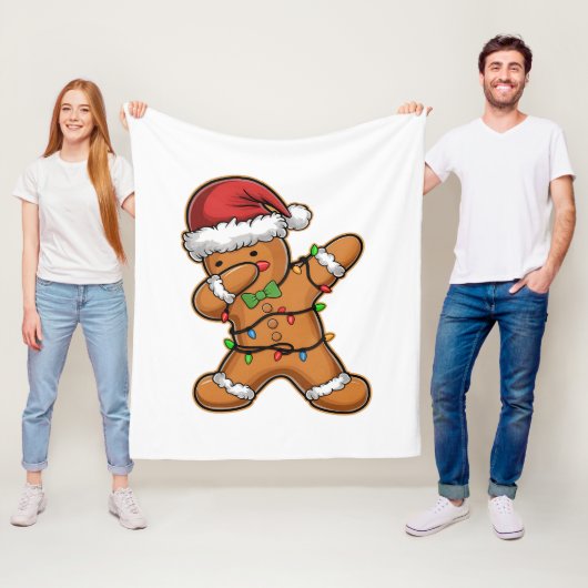 Dabbende Licht Kerstboom van Peperkoek Kerstmis Fleece Deken (In situ)
