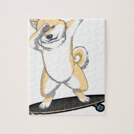 Dabbinbg Shiba Inu on Skateboard Coffee Mok Legpuzzel