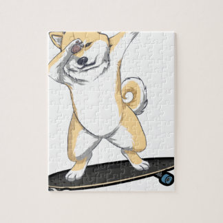 Dabbinbg Shiba Inu on Skateboard Coffee Mok Legpuzzel