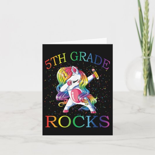 Dabbing 5th Grade Rocks Unicorn Eerste dag van sch Kaart (Voorkant)