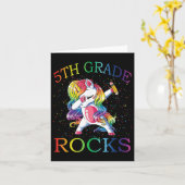 Dabbing 5th Grade Rocks Unicorn Eerste dag van sch Kaart (Gele Bloem)