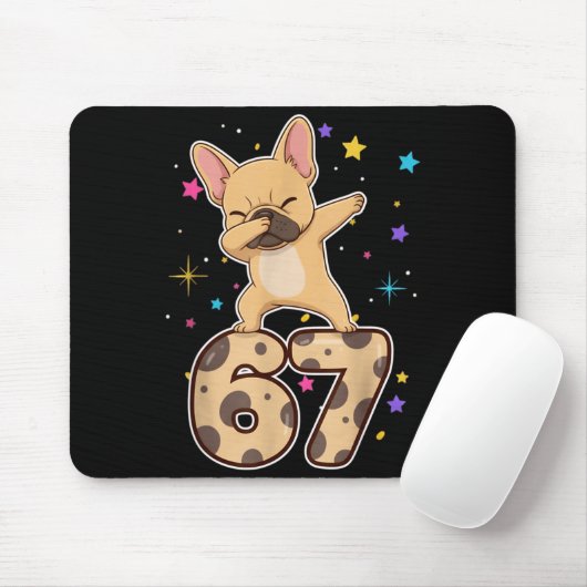 Dabbing 67 French Bulldog 67 Dog Funny Six Seven M Muismat (Met muis)