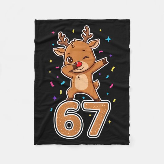 Dabbing 67 Reindeer 67 Funny Six Seven Meme Gen Z Fleece Deken (Voorkant)