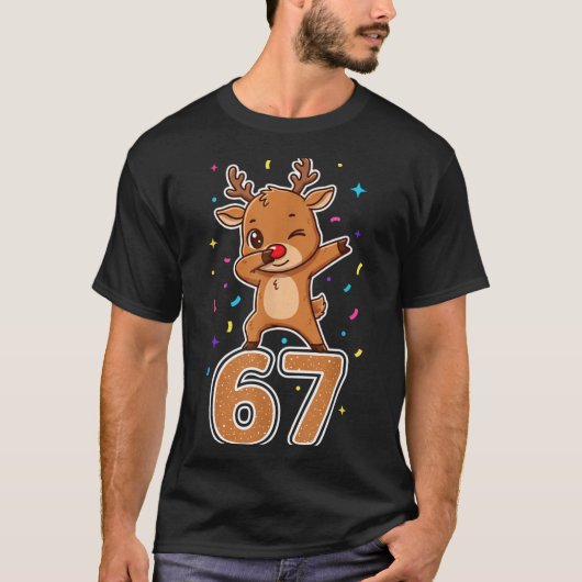Dabbing 67 Reindeer 67 Funny Six Seven Meme Gen Z  T-shirt (Voorkant)