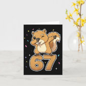 Dabbing 67 Squirrel 67 Funny Six Seven Gen Z Slang Kaart (Gele Bloem)
